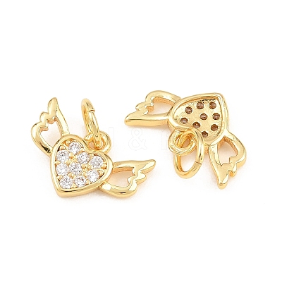 Valentine's Day Brass Micro Pave Clear Cubic Zirconia Charms KK-H292-52B-G-1