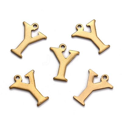 304 Stainless Steel Alphabet Charms STAS-H122-Y-AB-1