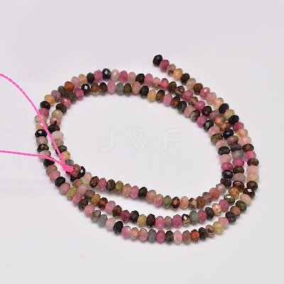 Faceted Rondelle Natural Multicolor Tourmaline Bead Strands G-F269-44-1