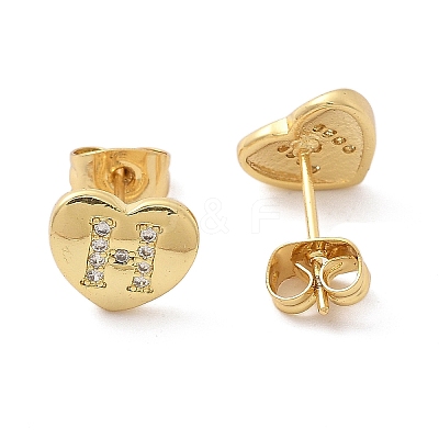 Rack Plating Brass Micro Pave Clear Cubic Zirconia Stud Earrings EJEW-K299-01G-H-1