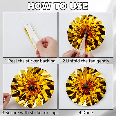 8Pcs Paper Fans Flower for Wedding Birthday Carnival Welcome Party Decorations AJEW-GF0013-45C-1