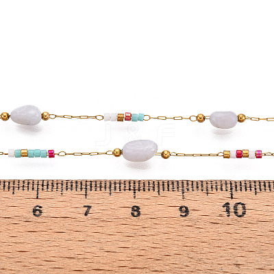 Handmade Seed Beads Nuggets Link Chains CHS-T006-34G-1