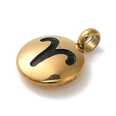 304 Stainless Steel Black Enamel Charms STAS-R009-02G-01-1