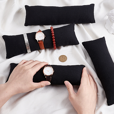 Linen Cloth Jewelry Long Pillow for Bracelet Display AJEW-WH0007-56-1