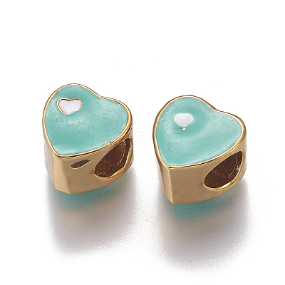 Brass Enamel European Beads KK-F787-A-1