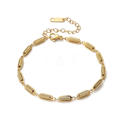 304 Stainless Steel Spring Oval Link Chain Bracelets for Women Men BJEW-S164-01G-1