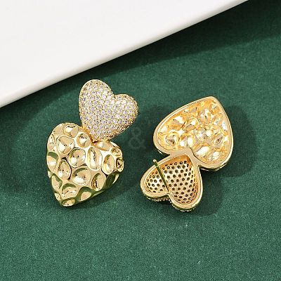 Brass Micro Pave Clear Cubic Zirconia Dangle Stud Earrings EJEW-L275-15G-01-1
