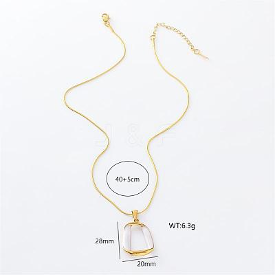 3Pcs Geometric Twisted Oval Stainless Steel White Enamel Pendant Necklaces for Women LV4552-1