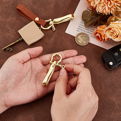 2Pcs Brass Shackle Clasps with Brass S Hook Clasps KK-PH0010-57LG-1