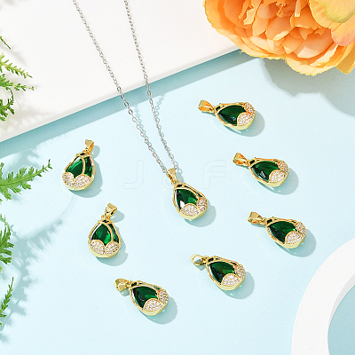 8Pcs Brass Micro Pave Cubic Zirconia Pendants FIND-BBC0004-28D-03-1