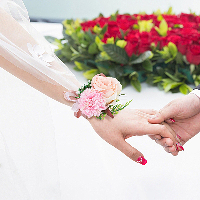 2PCS Silk Wrist Corsage AJEW-CP0001-51D-1