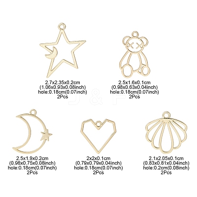 10Pcs 5 Style Alloy Pendants FIND-YW0003-70-1