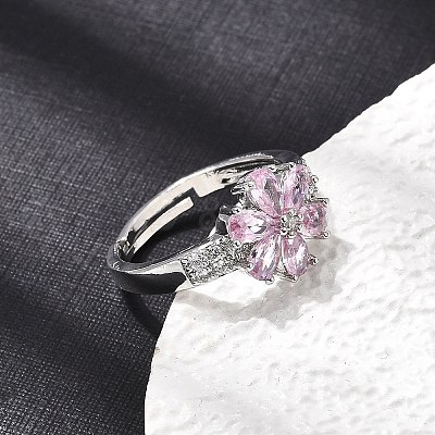 Brass Micro Pave Cubic Zirconia Cuff Open Rings CU-CBA5C10-03P-1