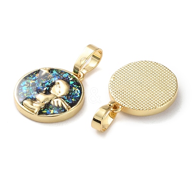 Brass Micro with Sythetic Opal Pendants KK-S048-07G-1