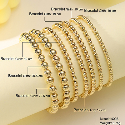 7Pcs CCB Round Beaded Stretch Bracelets WGF8C34-01-1