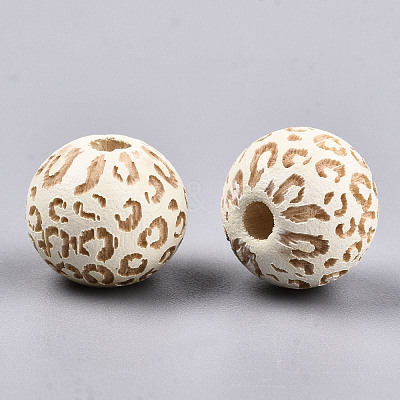 Painted Natural Wood Beads WOOD-T021-53A-12-1