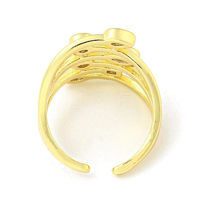 Real 18K Gold Plated Brass Micro Pave Clear Cubic Zirconia Open Cuff Rings LS-RJEW-G303-01D-G-1
