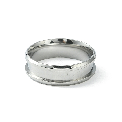 201 Stainless Steel Grooved Finger Ring Settings STAS-TAC0001-10F-P-1