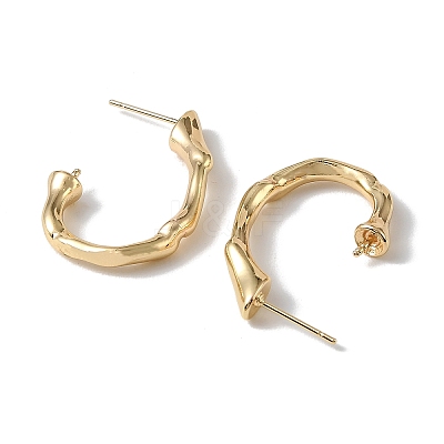 Brass Stud Earring Settings for Half Drilled Beads KK-CBAF05D-01G-1