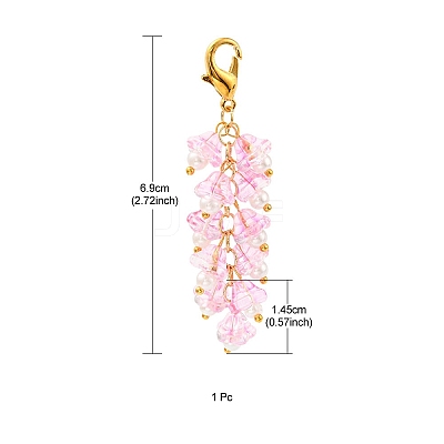 Trumpet Flower Glass Pendant Decorations HJEW-YW0001-02B-1