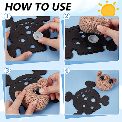 Skull Shape Wood Safety Eyes Insertion Tool DIY-WH0888-182-1