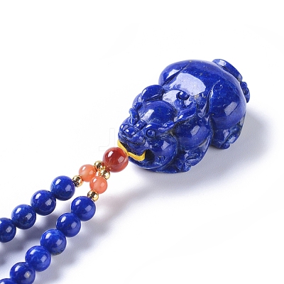 Natural Lapis Lazuli Pendant Necklaces NJEW-G332-05G-1