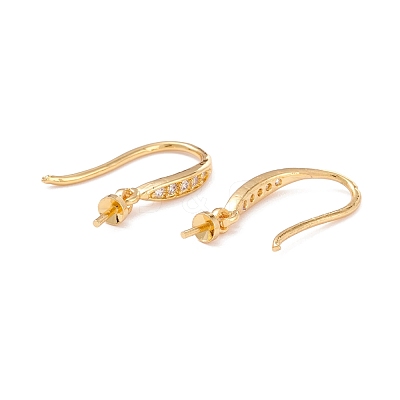 Rack Plating Brass Micro Pave Cubic Zirconia Earring Hooks ZIRC-F126-05G-1