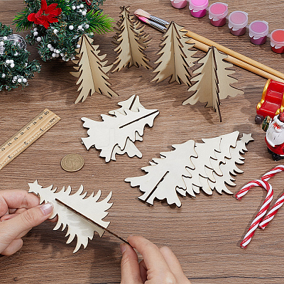 4 Styles Christmas Theme Unfinished Wood Solid Display Decorations DJEW-WH20002-21A-1