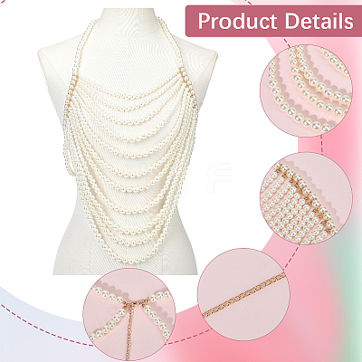 Plastic Imitation Pearl Round Beaded Shoulder Chains AJEW-WH20006-210-1
