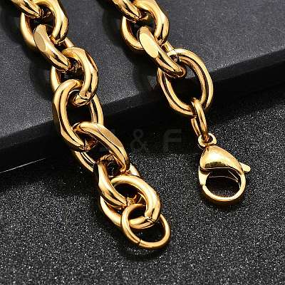 304 Stainless Steel Cable Chain Bracelets for Women BJEW-Q050-01D-G-1