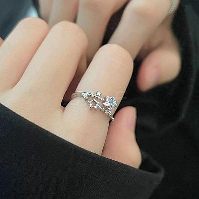 Alloy with Crystal Rhinestone Cuff Open Rings for Women FS-WG2A069-01-1