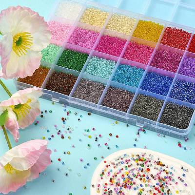 19200Pcs 24 Colors 12/0 Glass Seed Beads SEED-YW0001-87A-1