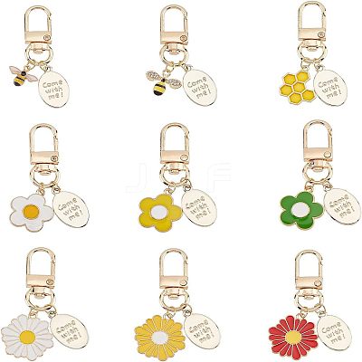9Pcs Alloy Enamel Pendants Keychains HJEW-NB0001-52-1