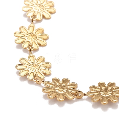 Enamel Daisy Link Chain Necklace NJEW-P220-01G-06-1