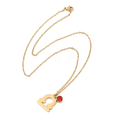 304 Stainless Steel Glass Drill Birth Stone Constellation Pendant Necklaces LS-STAS-D305-08G-G-1