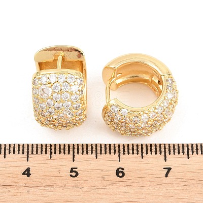 Brass Micro Pave Clear Cubic Zirconia Hoop Earrings EJEW-Z164-21G-1
