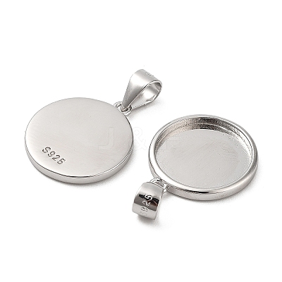 Anti-Tarnish Rhodium Plated 925 Sterling Silver Pendant Cabochon Settings STER-I017-017P-1