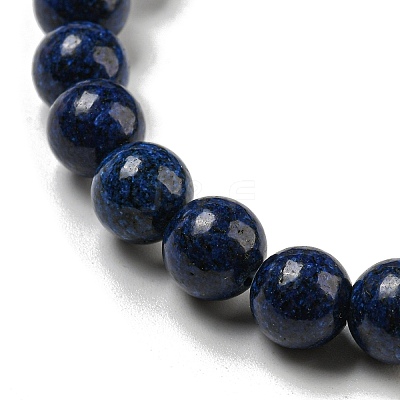 8.5mm Round Natural Lapis Lazuli Dyed Beaded Stretch Bracelets BJEW-C074-01K-1
