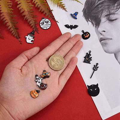 26Pcs 13 Styles Gunmetal Plated Alloy Enamel Pendants ENAM-SZ0001-64-1