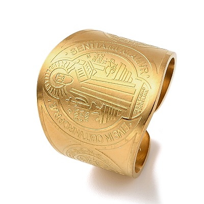 201 Stainless Steel Cuff Rings LS-RJEW-F190-01G-1
