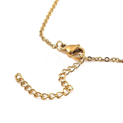 Golden 304 Stainless Steel Rhombus Pendant Necklace NJEW-C015-01G-1