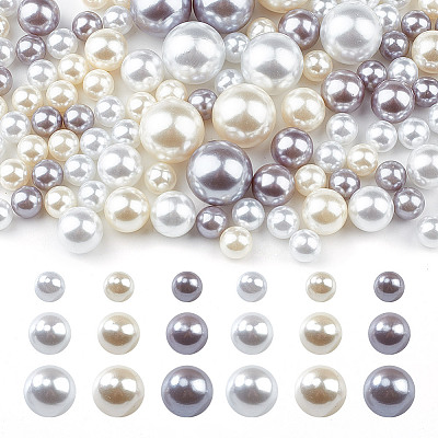222Pcs 9 Styles ABS Plastic Imitation Pearl Round Beads KY-GO0001-03-1