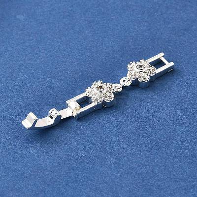 Brass Micro Pave Clear Cubic Zirconia Fold Over Clasps KK-R222-06S-1