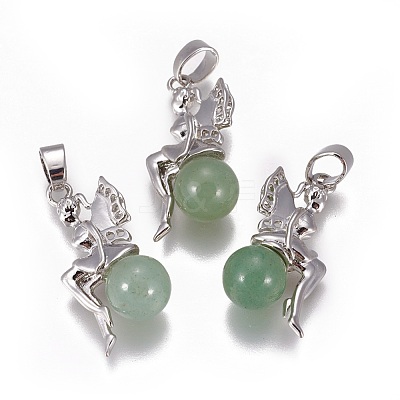 Natural Green Aventurine Pendants G-L512-E09-1