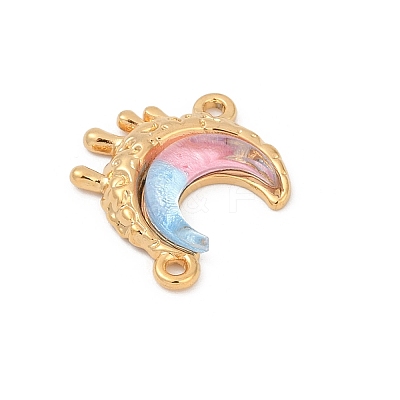 304 Stainless Steel & Resin Melting Moon Connector Charms STAS-C121-03G-1