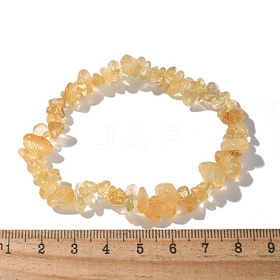 Chips Natural Citrine Beaded Stretch Bracelets X-BJEW-JB01826-08-1