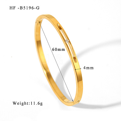 304 Stainless Steel Cubic Zirconia Hinged Bangles for Women WGD7358-01-1