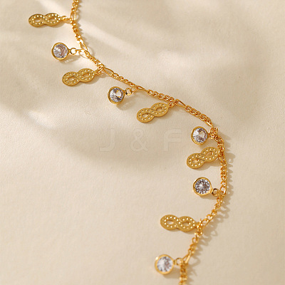 Brass Crystal Rhinestone Infinity Charm Anklets for Women FS-WG122D3-01-1