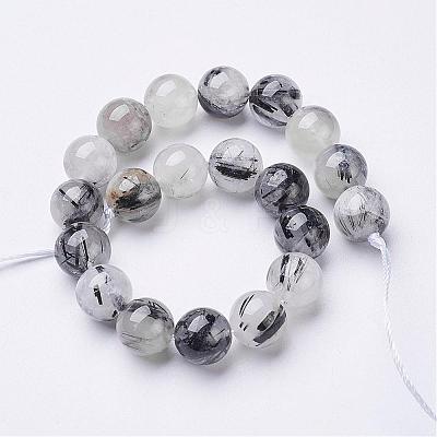 Natural Black Rutilated Quartz Beads Strands G-D295-10mm-1