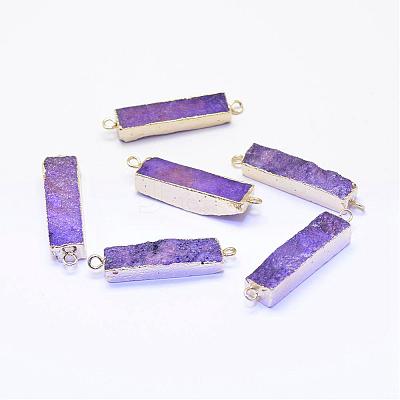 Electroplated Natural Druzy Agate Links/Connectors G-G656-02-1